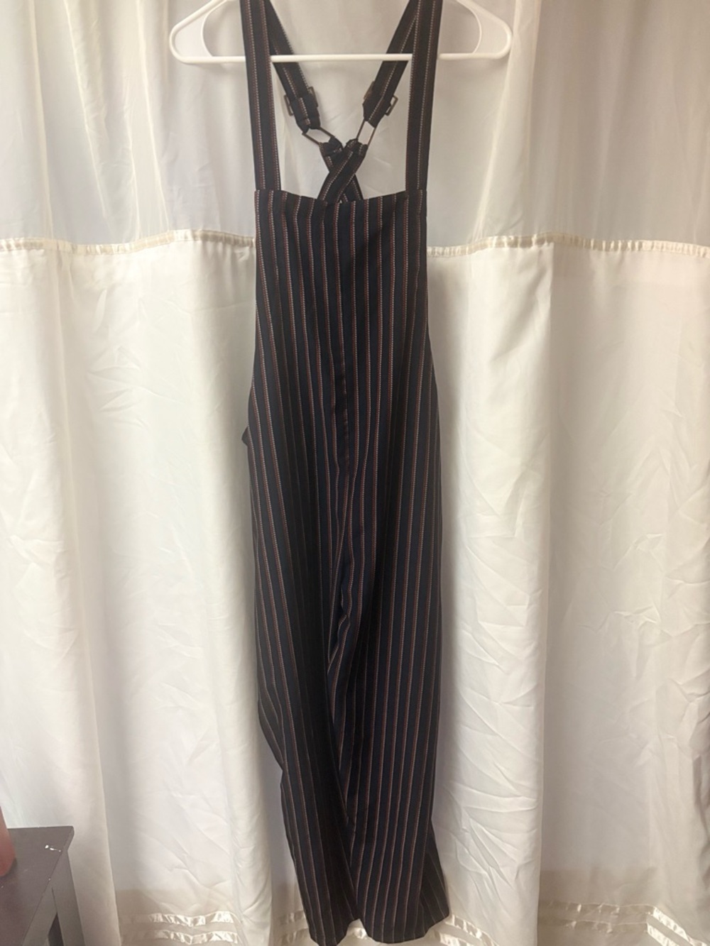 Striped Black Wide-Leg Suspender Jumpsuit